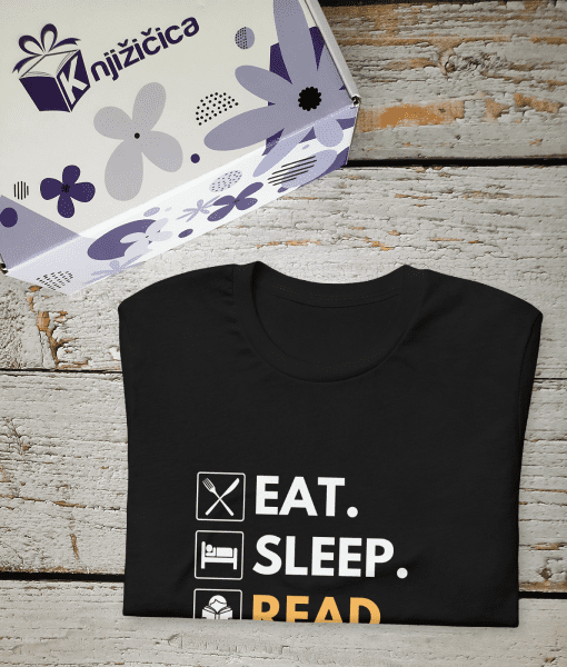 Knjižičica kutijica - Sadržaj kutijice: Eat Sleep Read Repeat T-shirt